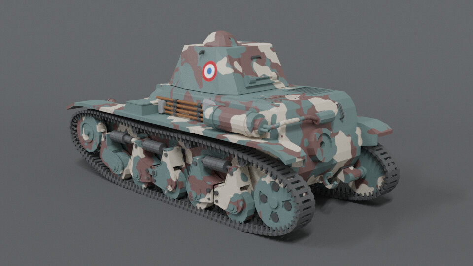 chroma 3D - Low Poly Cartoon Renault R35 Tank