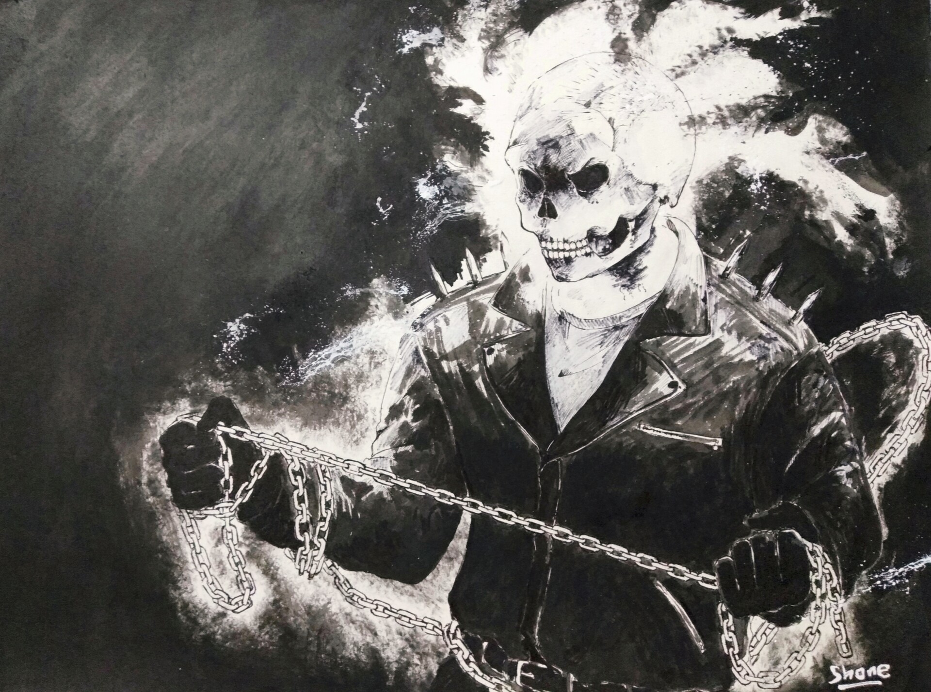 Ghostrider with chain, Ghost Rider Johnny Blaze Drawing, ghost rider, art,  movies png | PNGEgg