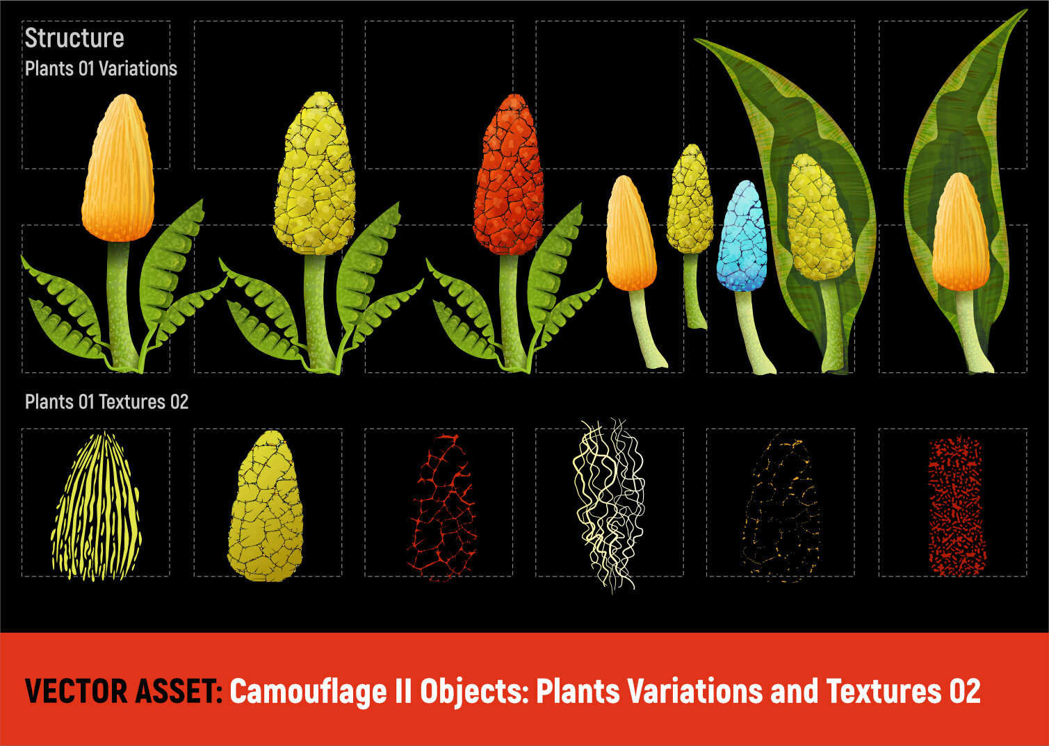 Vector Assets: Camouflage 2
Plants Variations and Textures 02