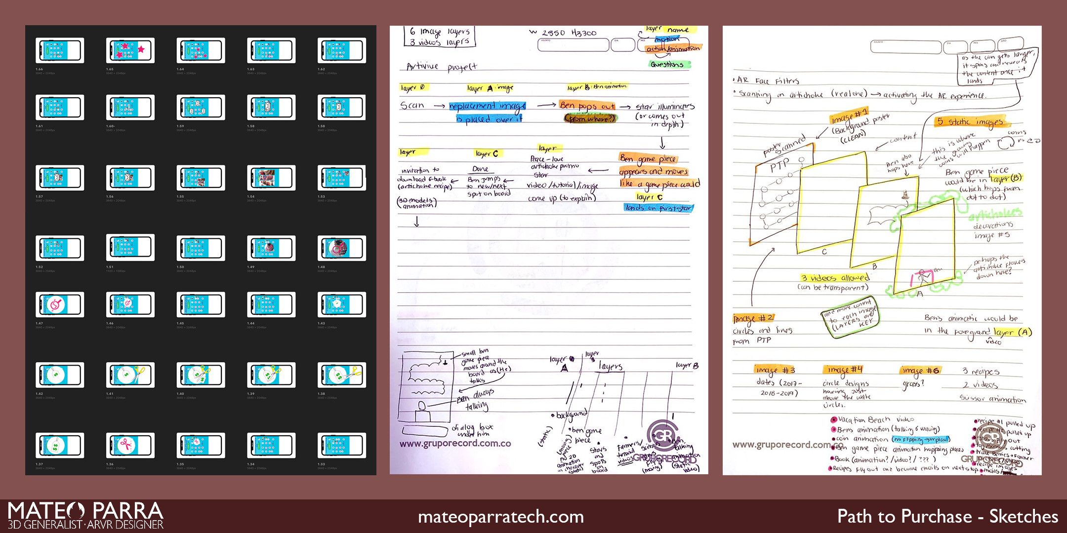(Left) This is the storyboard I created in Procreate, which I then imported into an app called "Storyboard Animator". This allowed me to set a time for each frame and then export the image sequence into a video. 