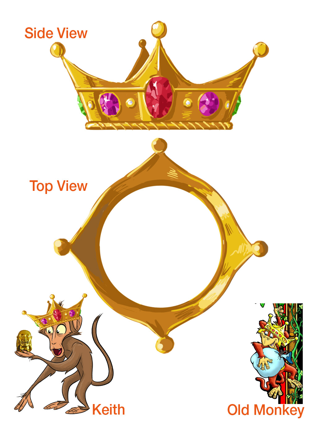 Worked with another artist to help update the old monkey design. and painted up the crown as a guide for the 3D artist.
