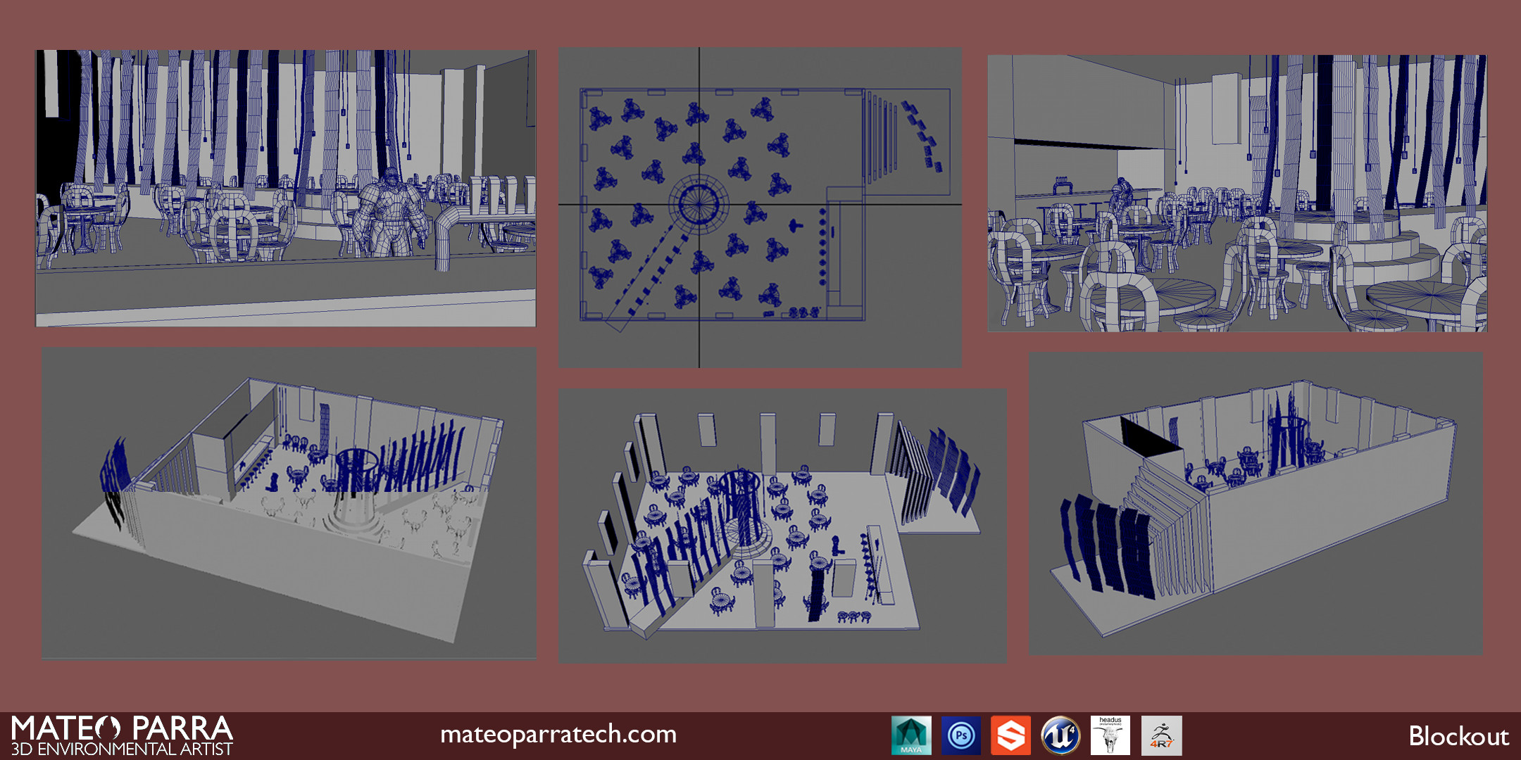 Initial Maya blockout. 