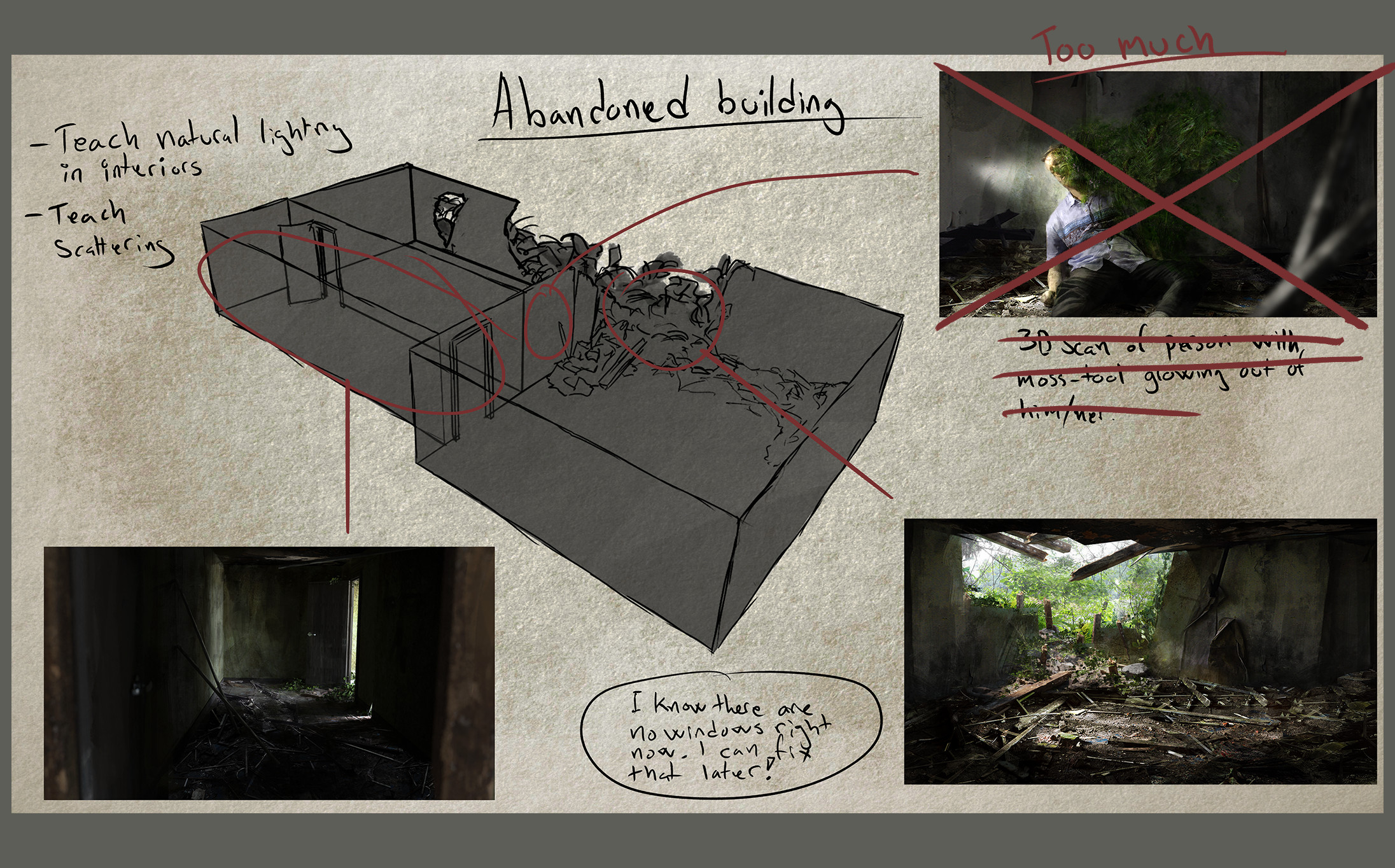This is an early layout sketch of the scene.