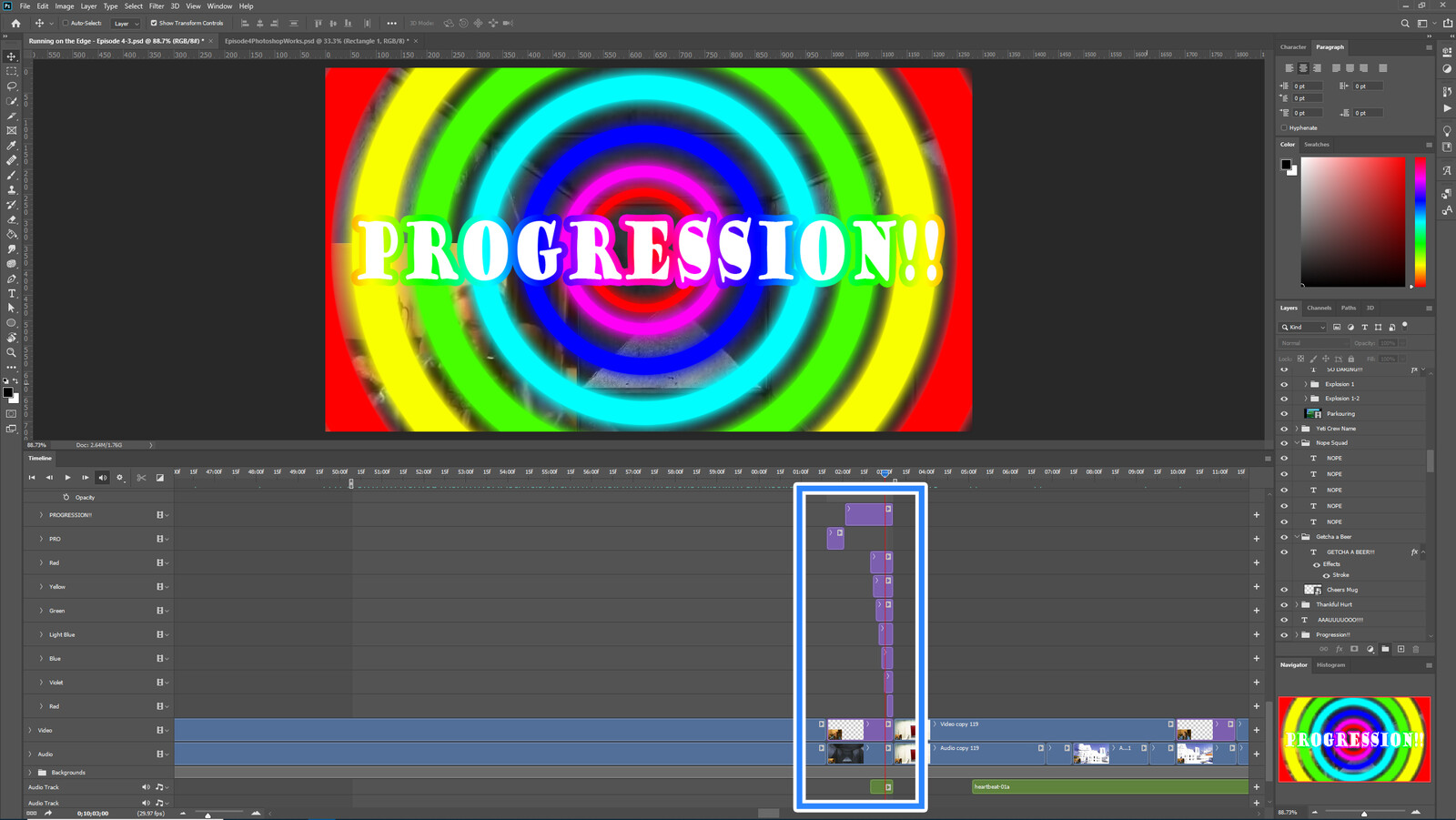 The "Progression #1" visual effect within Photoshop video editor