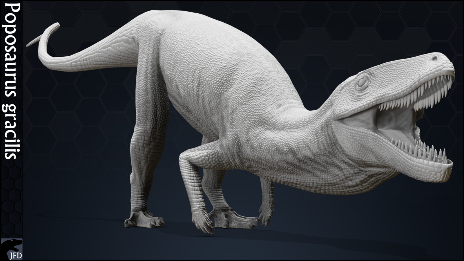 Poposaurus gracilis full body normal map render.