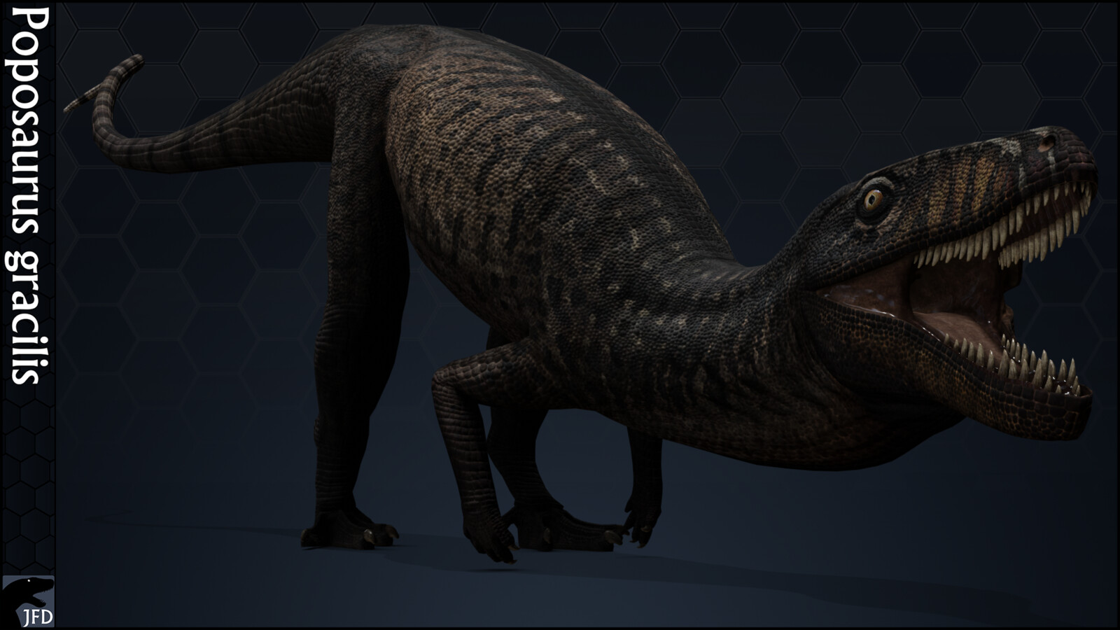 Poposaurus gracilis full body render.