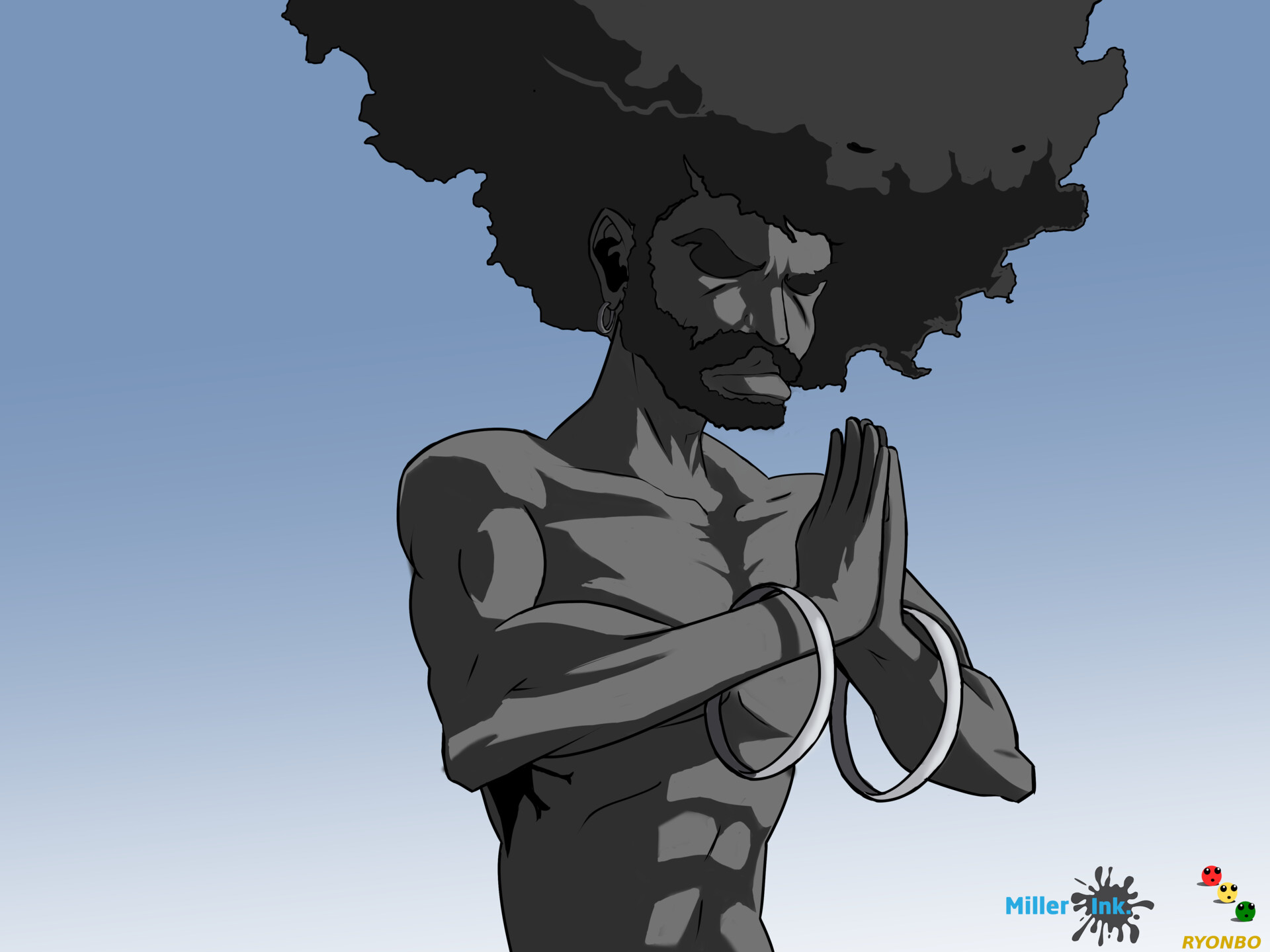Artstation Fanart Afro Samurai Miller Ink