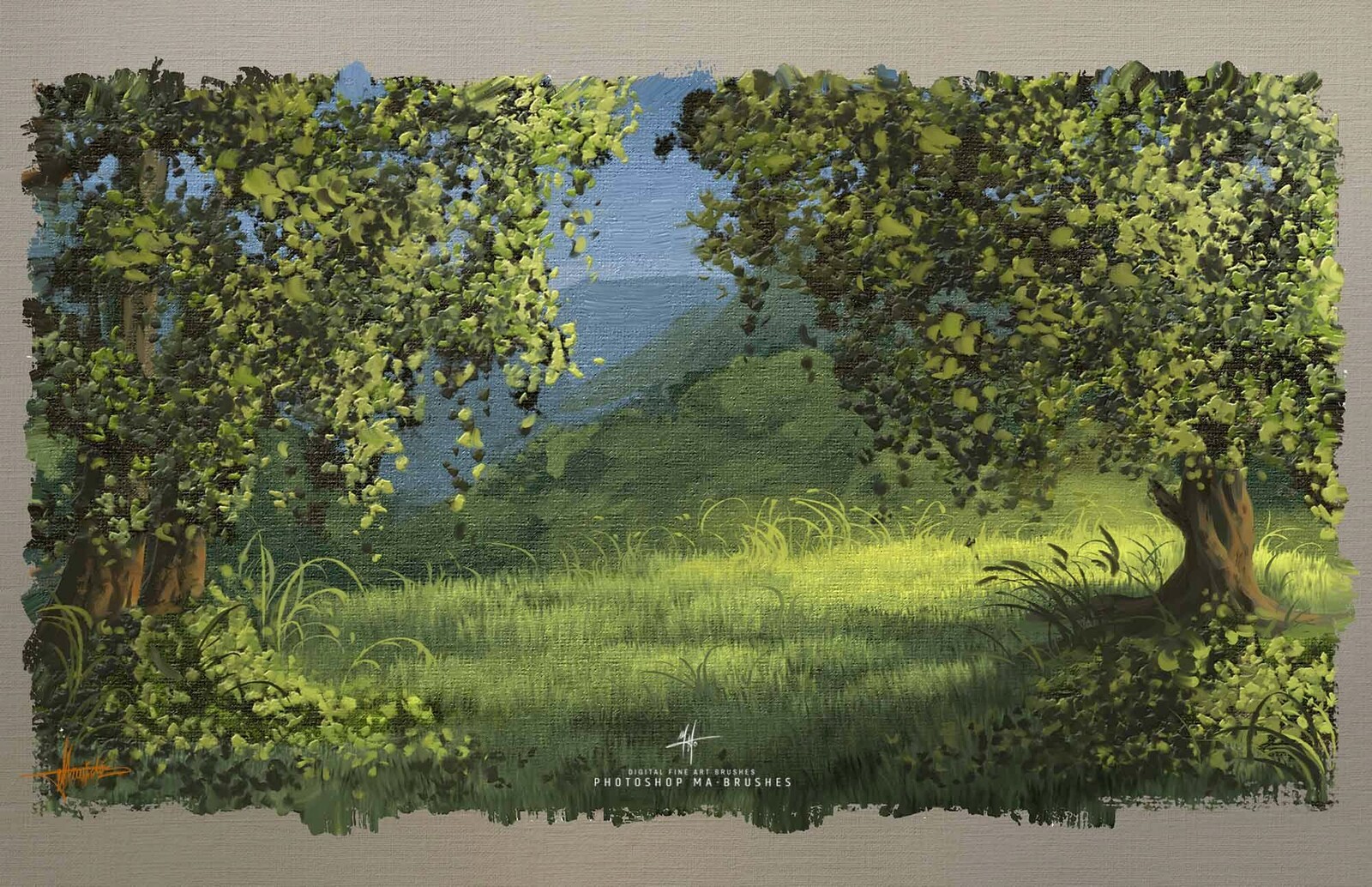 Digital Art / Landscape Scenery Painting - Two Trees (with Animation!)