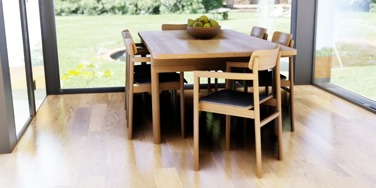 Set in Huf Haus dining area.