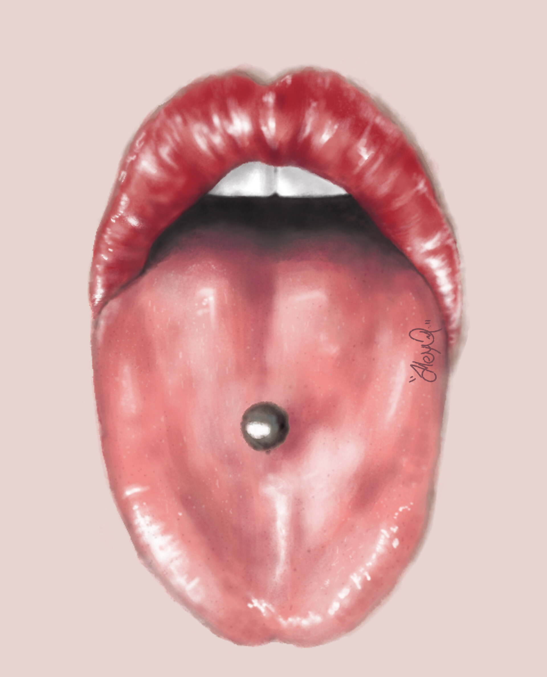 lip drawings with piercing