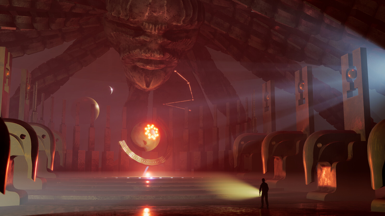 Willing to create narrative inside a universe, working on this scene was something I wanted to do to put in place some mysterous ambiance inside an ancient spaceship