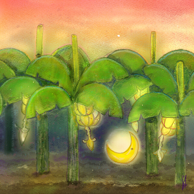 #1 Moons are born like bananas, on a tree.