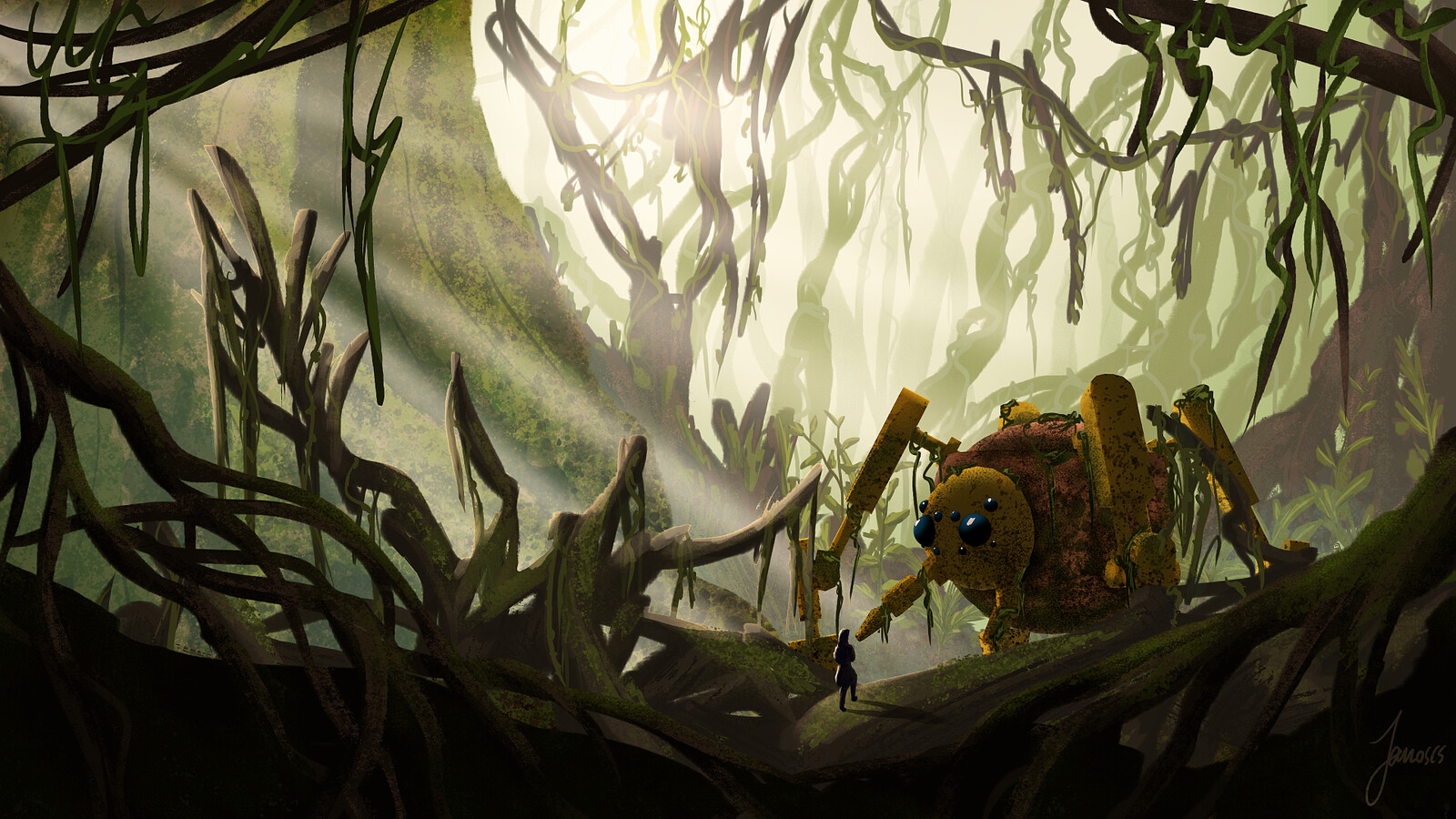 Jungle with Steampunk Creature