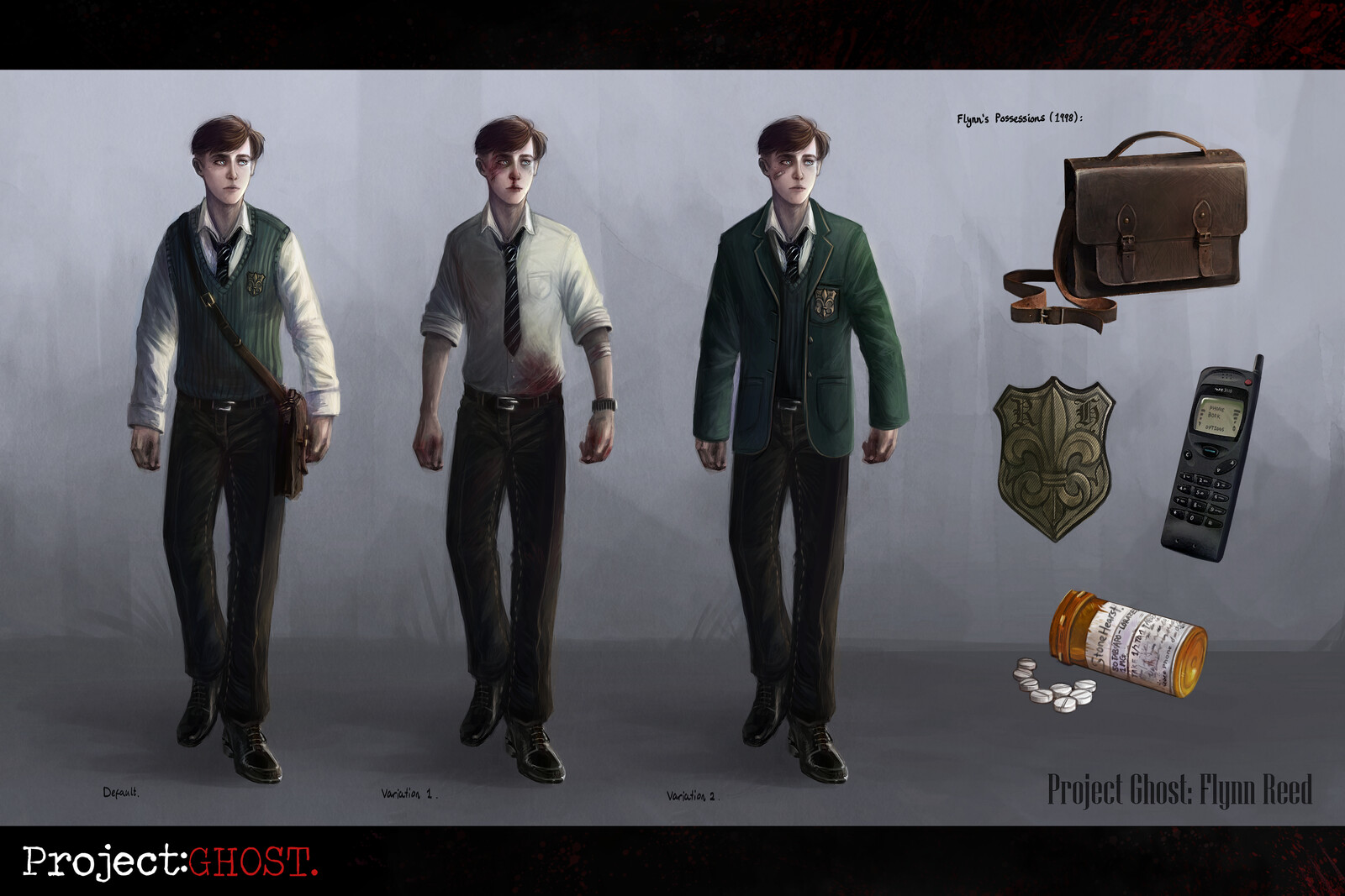 Project GHOST: Flynn Reed (callouts and initial sketches) concept art