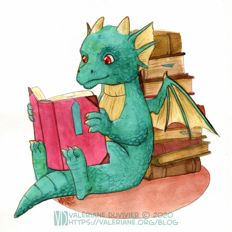 Commission: Baby dragon reading
Watercolor