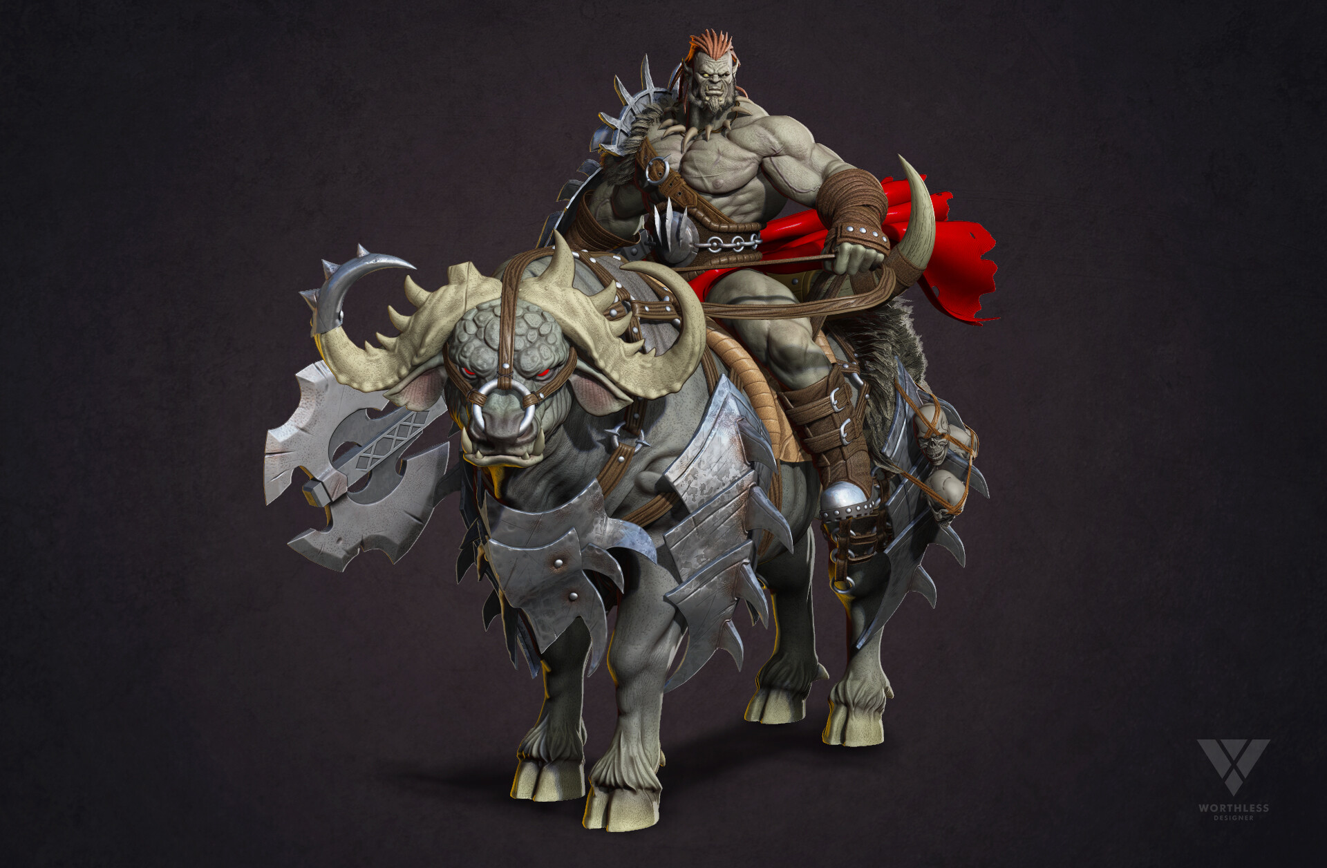 ArtStation - Orc Rider with battle fury