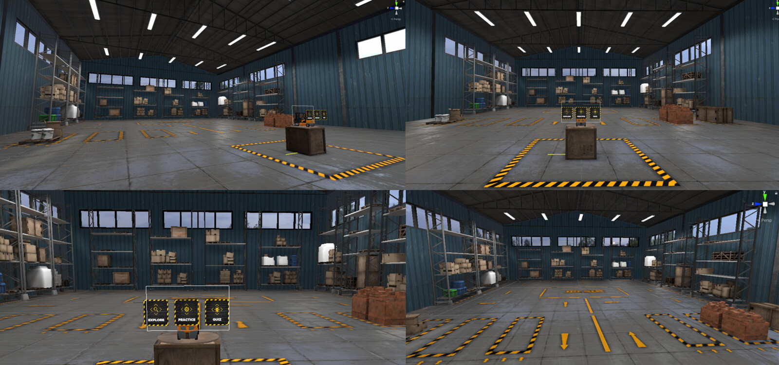 I also designed a mini warehouse for the main menu and starting point. I did the interior on this and some lighting, probes and reflection. 