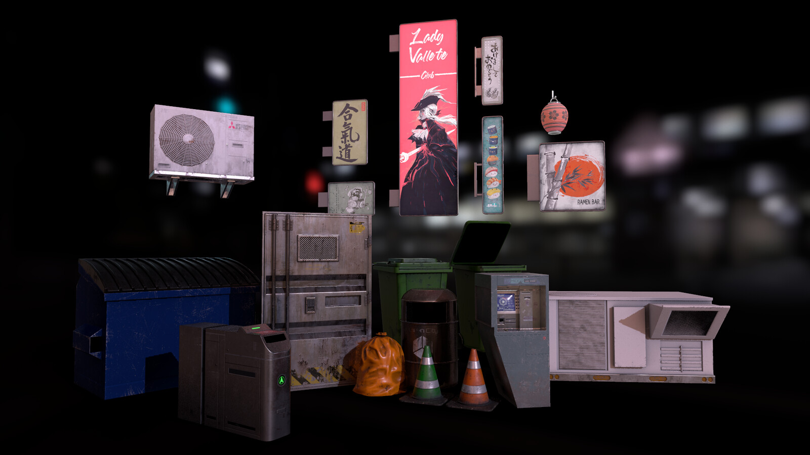 Some Props with simple textures.