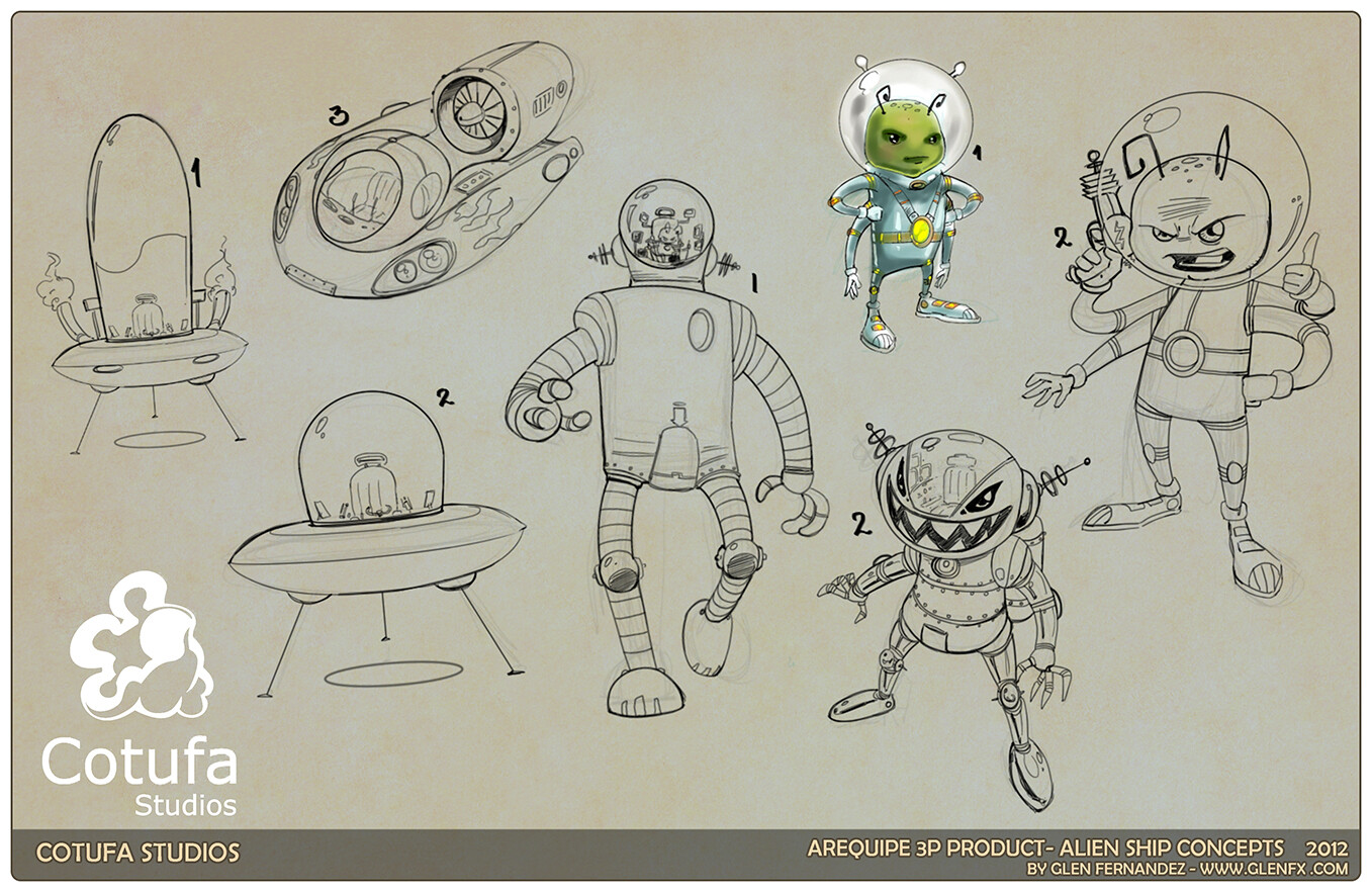 Additional concepts for the Alien Character as well as ship.