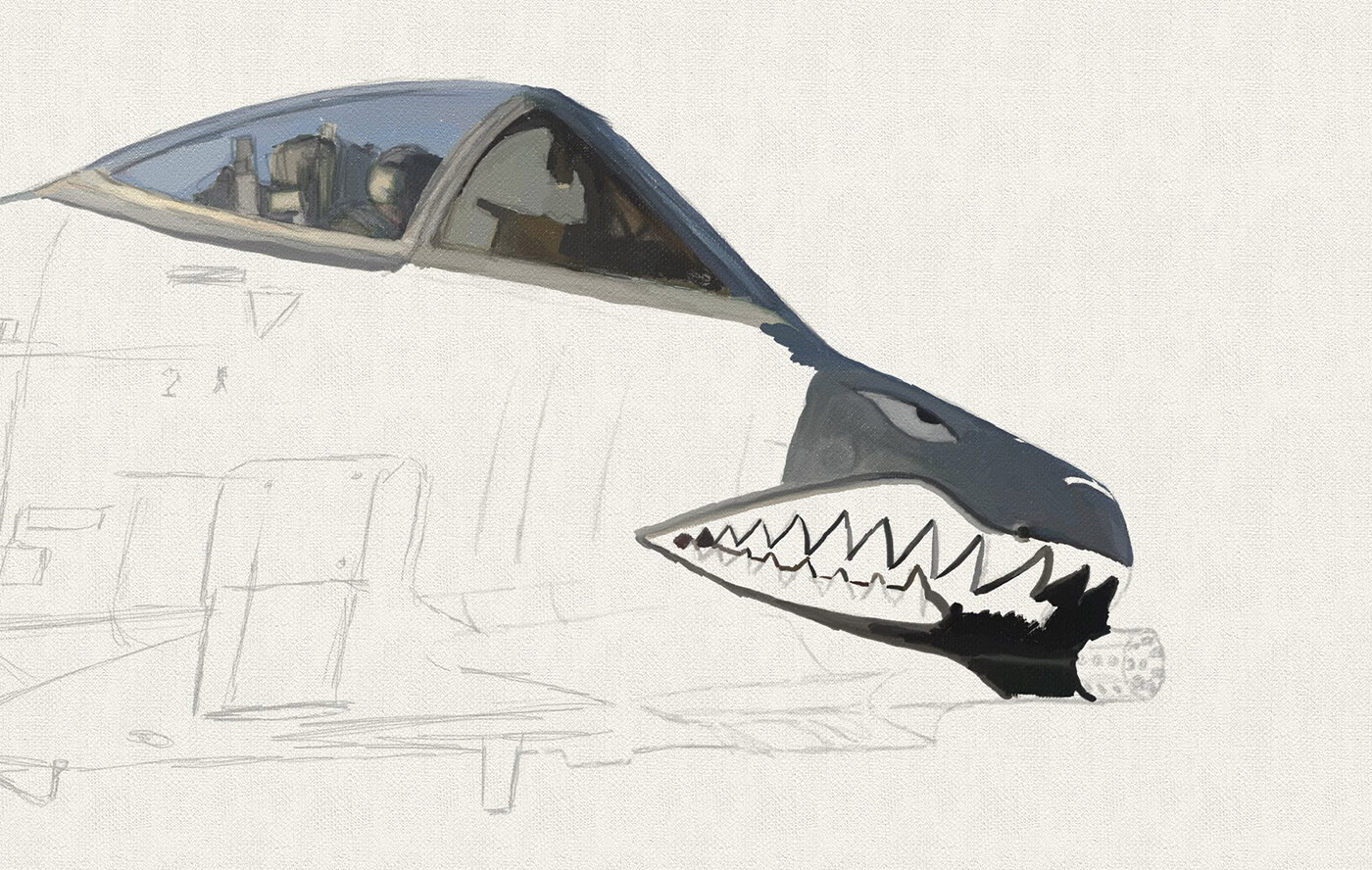 Thunderbolt II. Digital Aviation Art. Work in Progress. ArtRage Digital Painting.