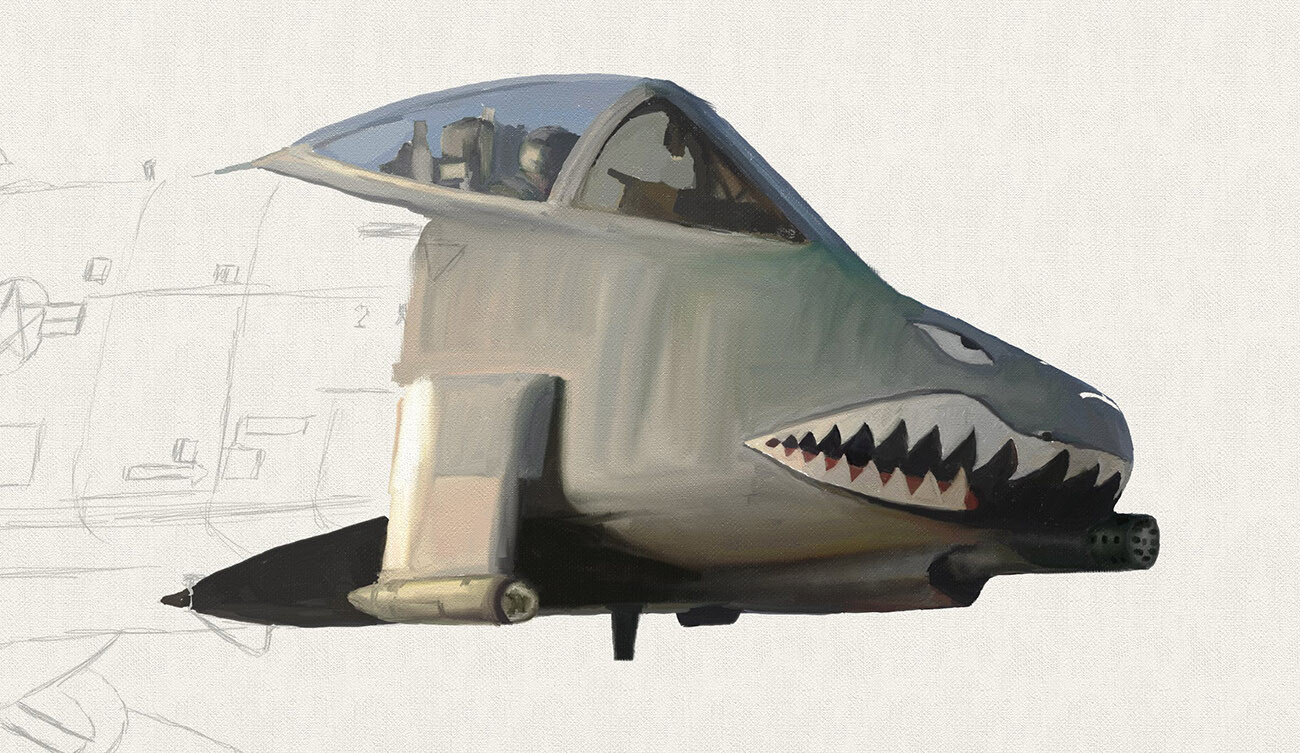 Thunderbolt II. Digital Aviation Art. Work in Progress. ArtRage Digital Painting.