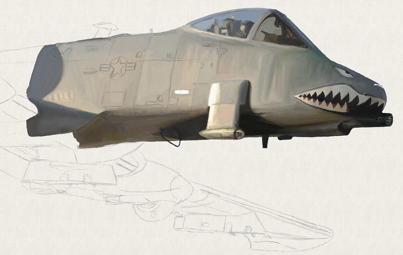 Thunderbolt II. Digital Aviation Art. Work in Progress. ArtRage Digital Painting.