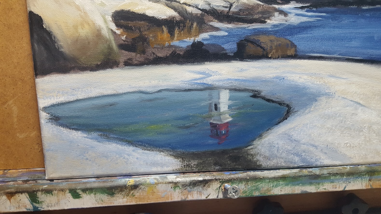 Peggys Point Lighthouse. Oil painting. Work in progress
