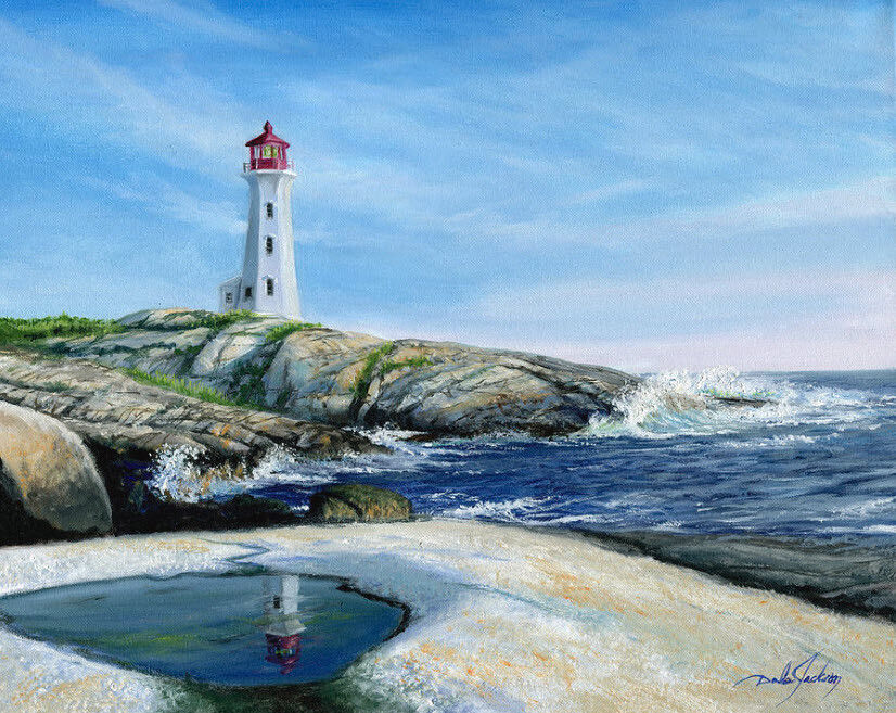 Peggys Point Lighthouse. Oil on canvas. Completed.