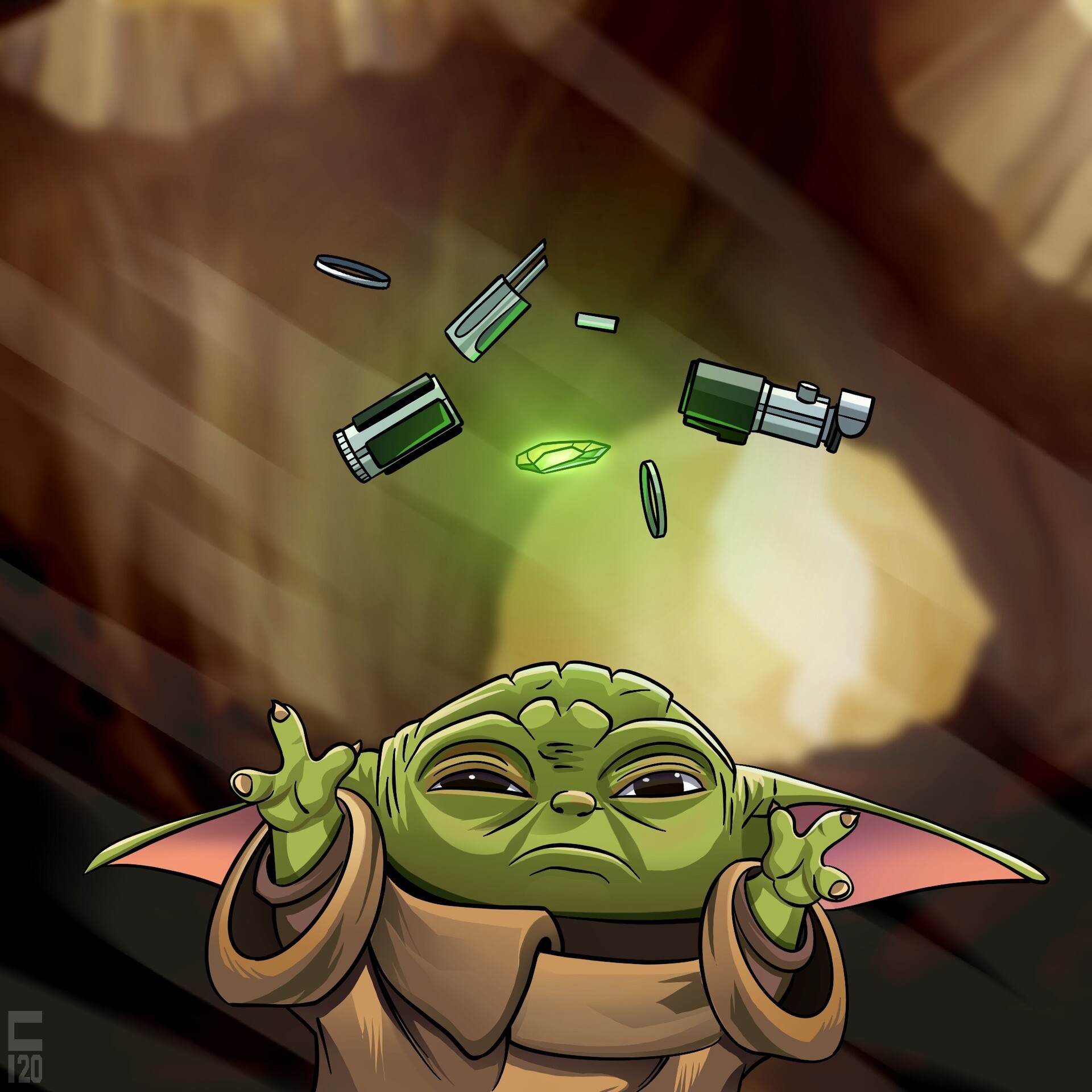ArtStation - Baby Yoda Builds a Lightsaber