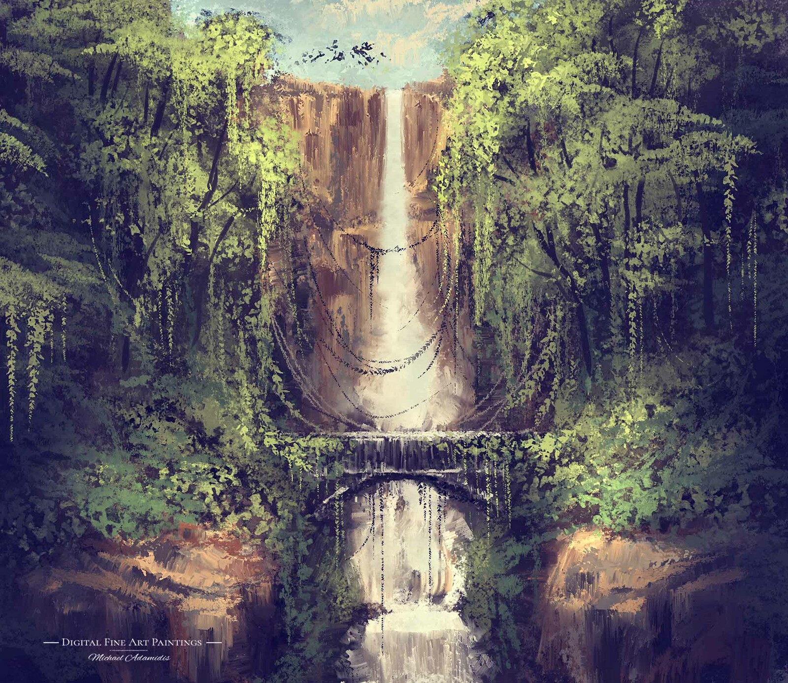 Falling Waters - Landscape / Scenery Artwork with Process Animation