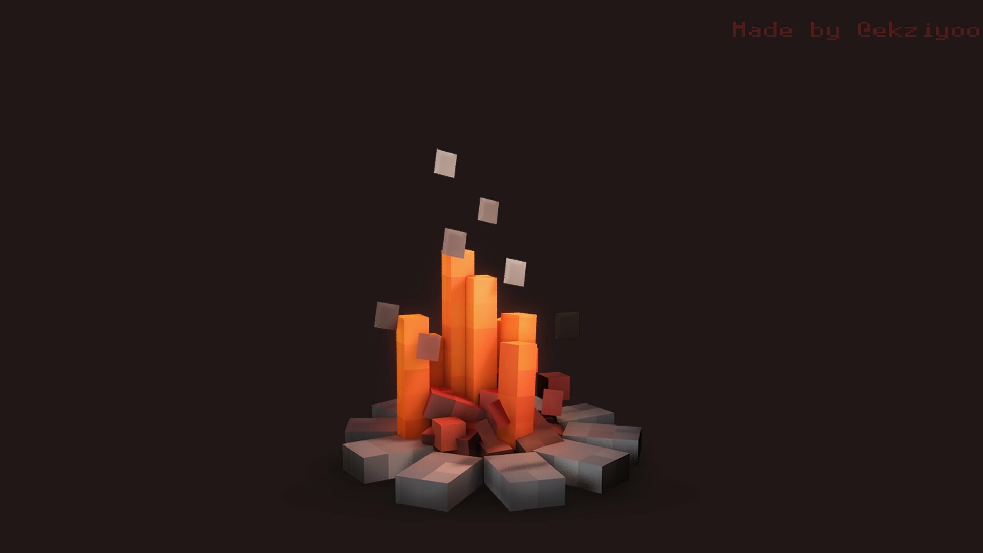 Ilya Vdovyuk Campfire Model In Minecraft Style