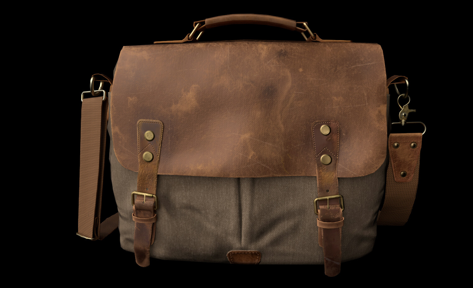 ArtStation - Vintage Style Canvas Leather Flap-over Messenger Bag with ...