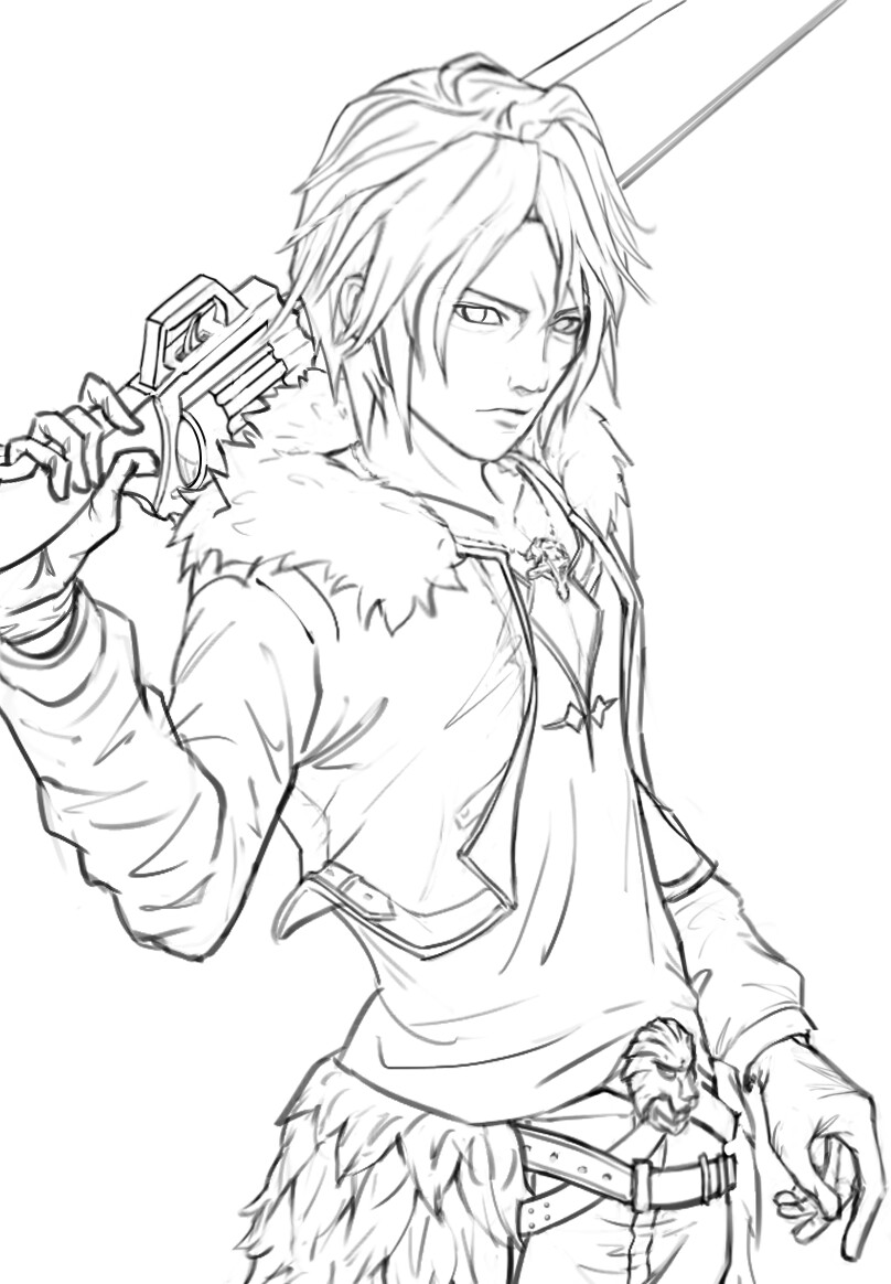 Artstation - Ff8 Squall Leonhart Lineart