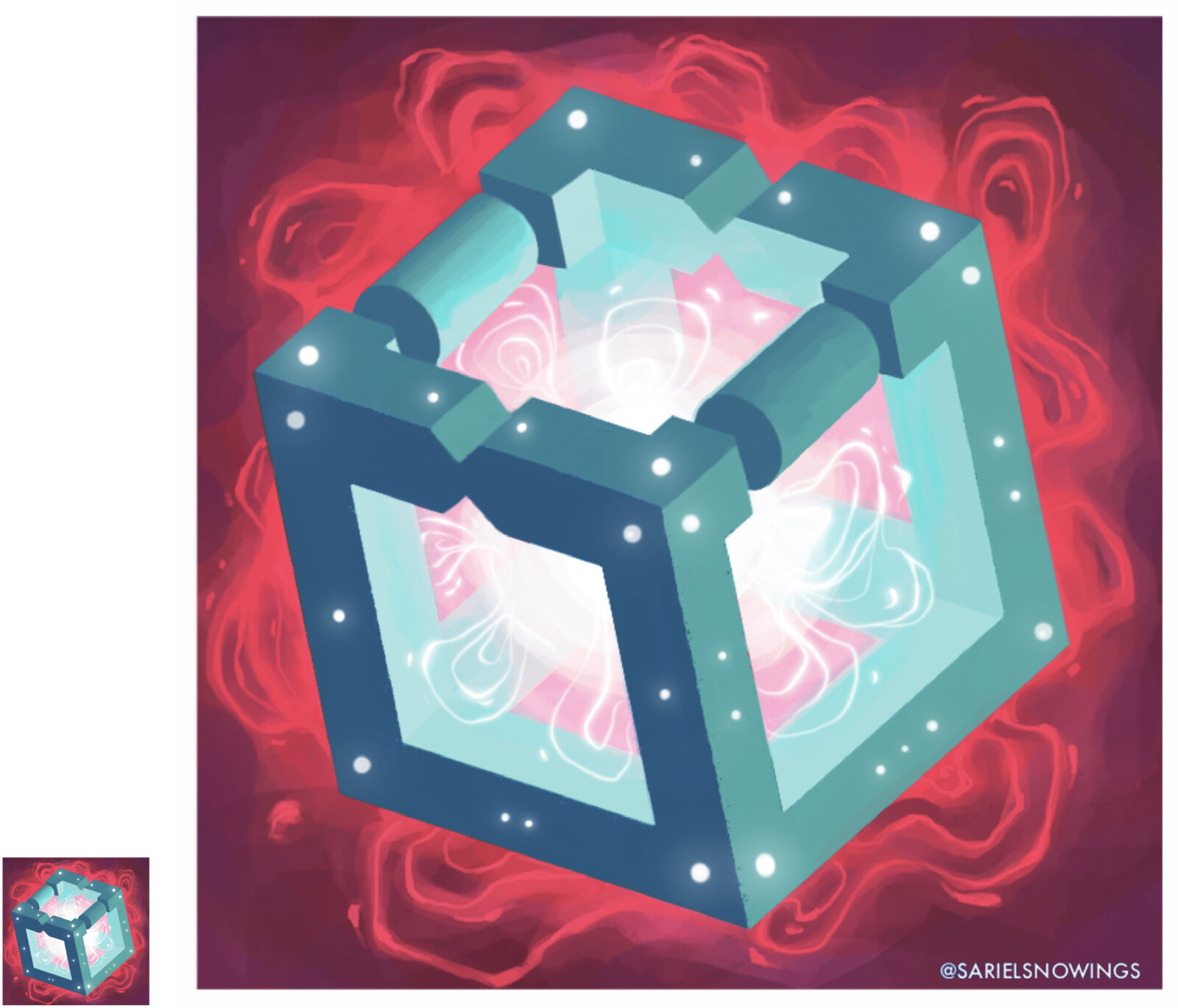 Tried to practise magical items with this enchanted cube. I also quite like the colour combination!