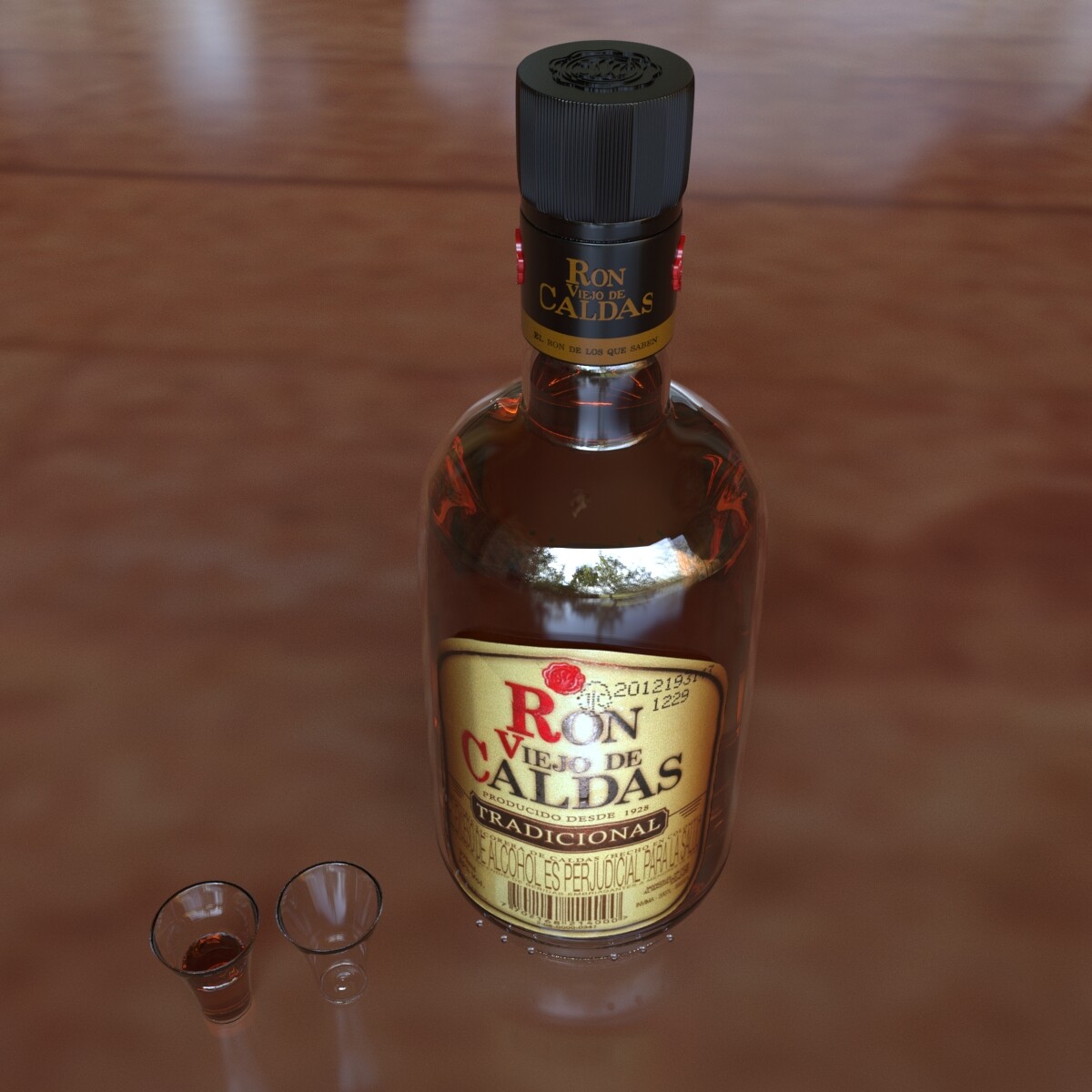 botella de ron antiguo