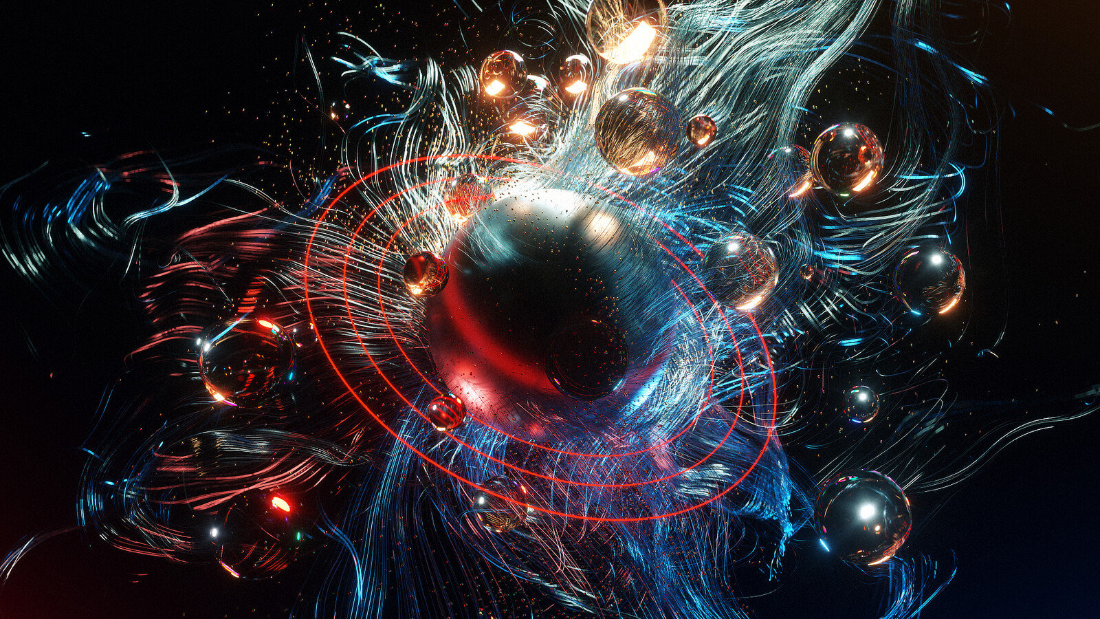 Test image establishing workflows between Modo and Blender's particle systems