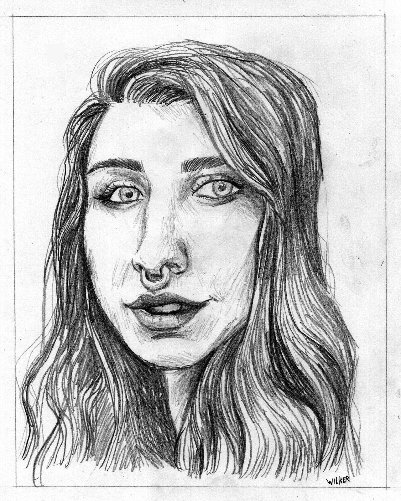 Artstation Girl With Nose Ring Wilker Macedo,Cute Anime Girl With Long Hair Drawing