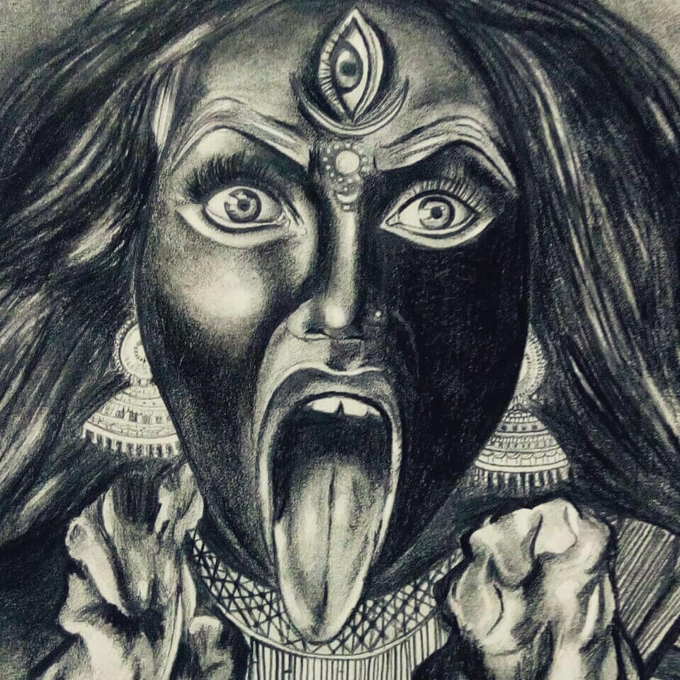 Sketch of Angry Goddess and Wife of Lord Shiva Durga Maa or Kali Matha  Outline Editable Vector Illustration Stock Vector  Illustration of  editable head 199768259