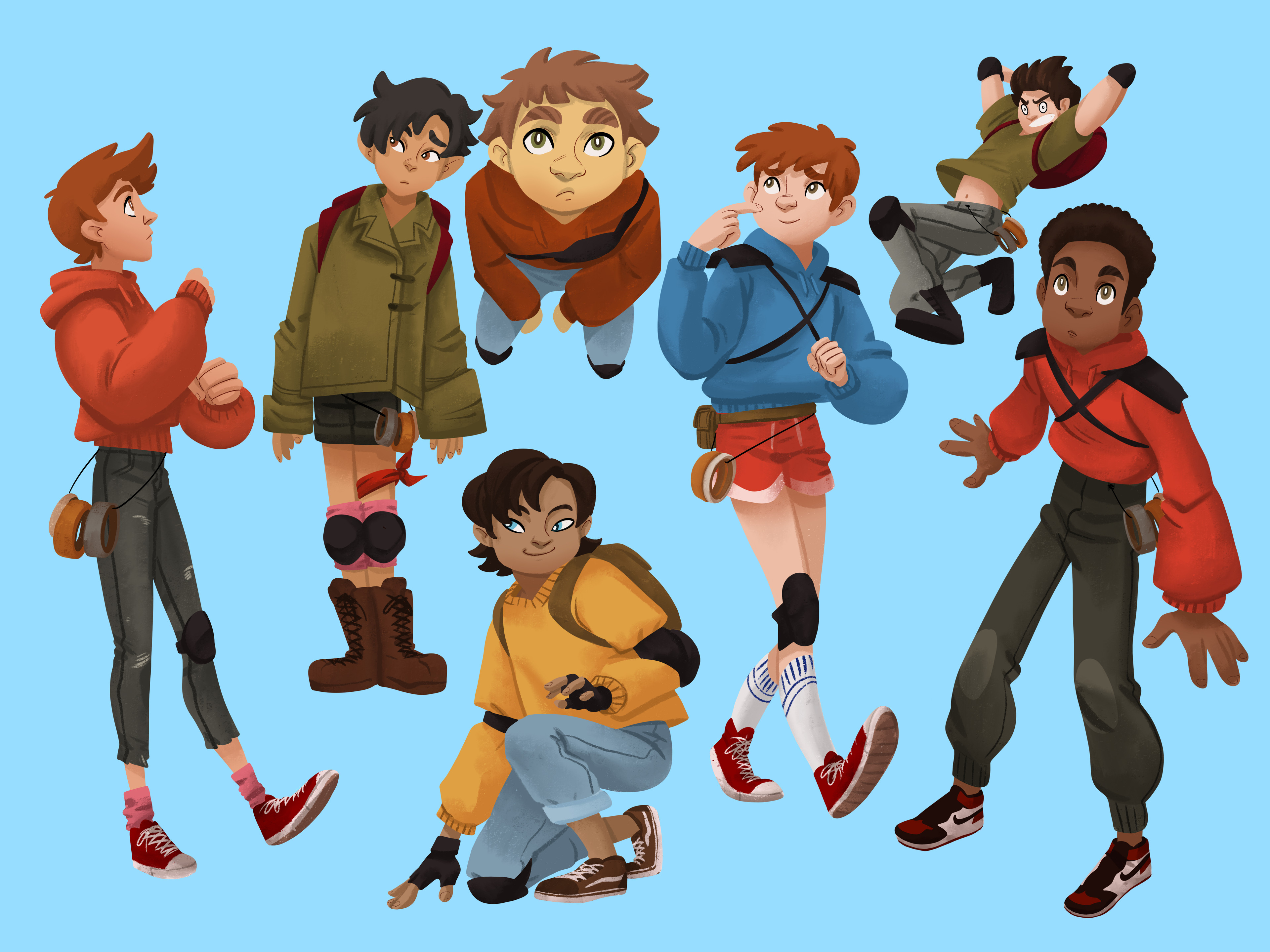 First character exploration, we knew early on what type of silhouette we wanted for Jack, so we explored a lot of looks with it.