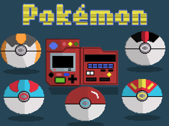 Artstation Pokemon Pokeball And Pokedex Pixel Art Mateus Egidio