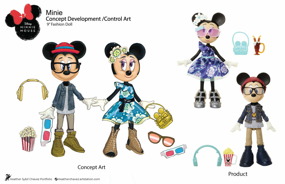Heather Sybil Chavez Design Disney Minnie and Mickey Mouse Fashion Doll Set