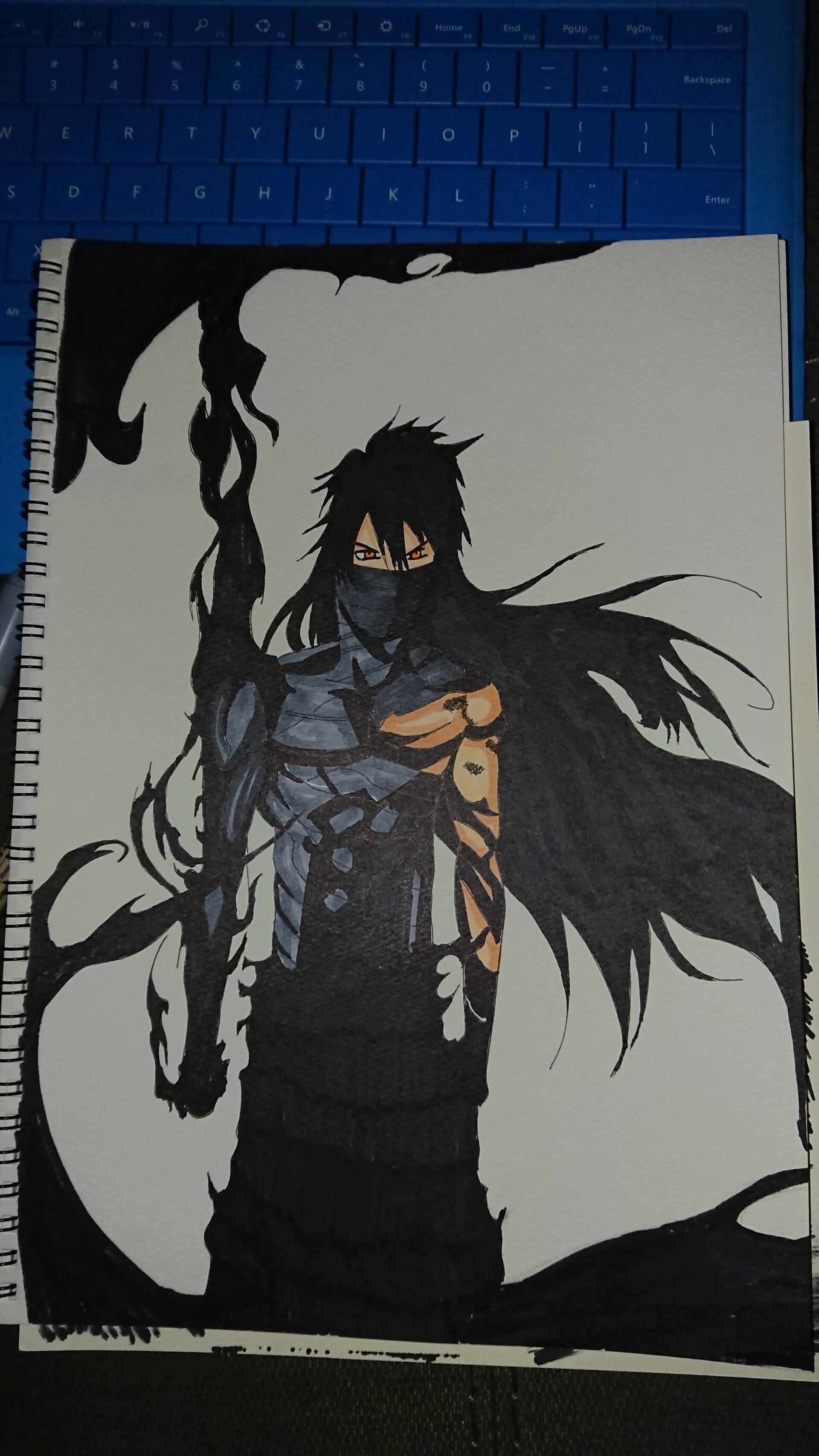 David Magdaleno Man wearing black top sketch, bleach, kurosaki ichigo, manga. none