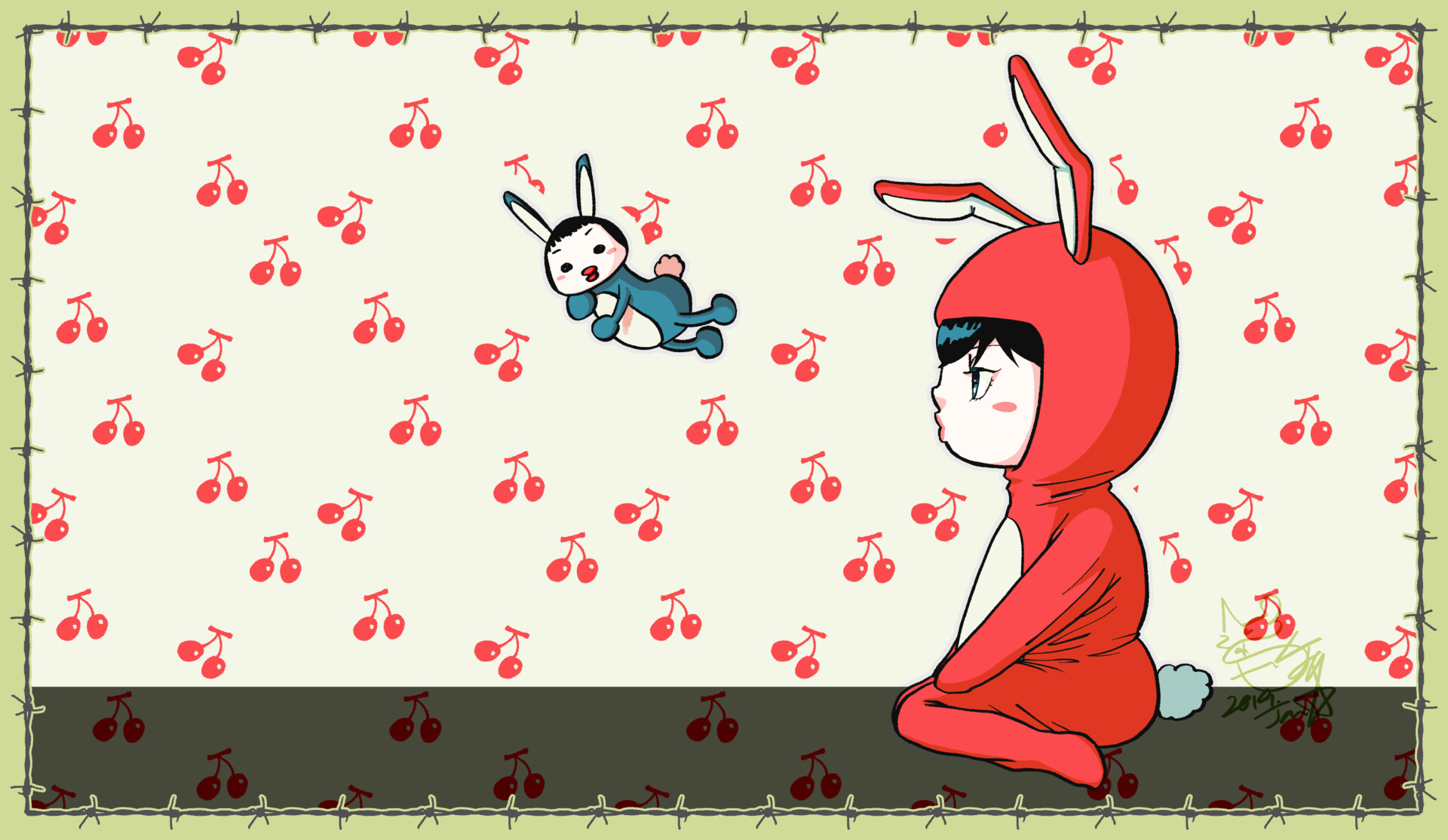 Umanari Inu 旧ブログのためのヘッダーイラスト 色違い