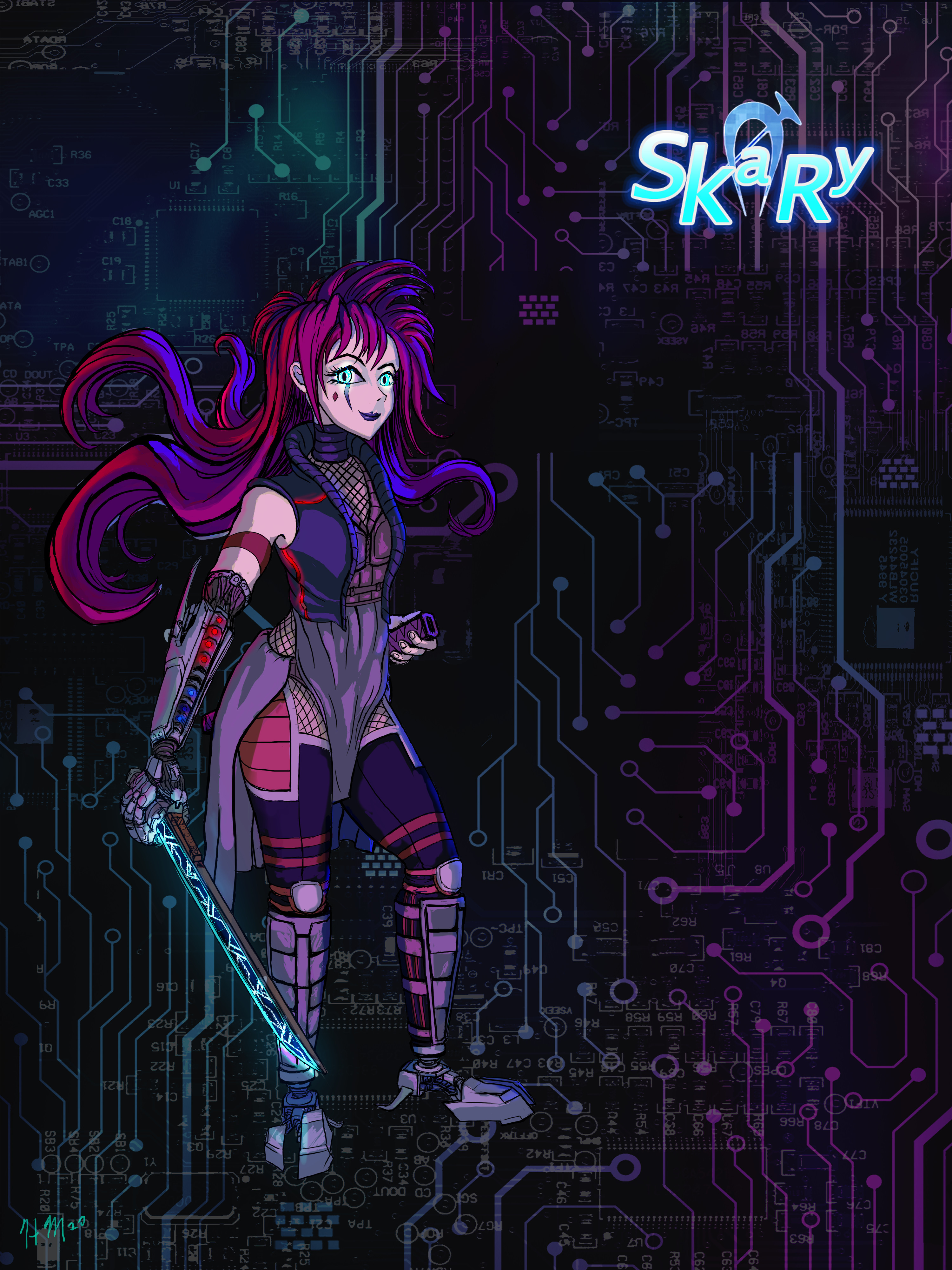 Artstation Cyberpunk Anime Girl Mascot Redesign Assets Heriberto Martinez