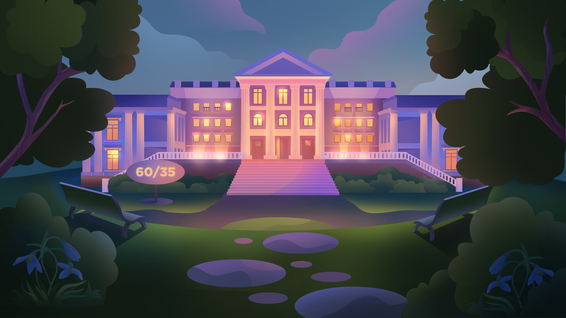 Julia Galkina Cartoon Background Meeting Place For Friends