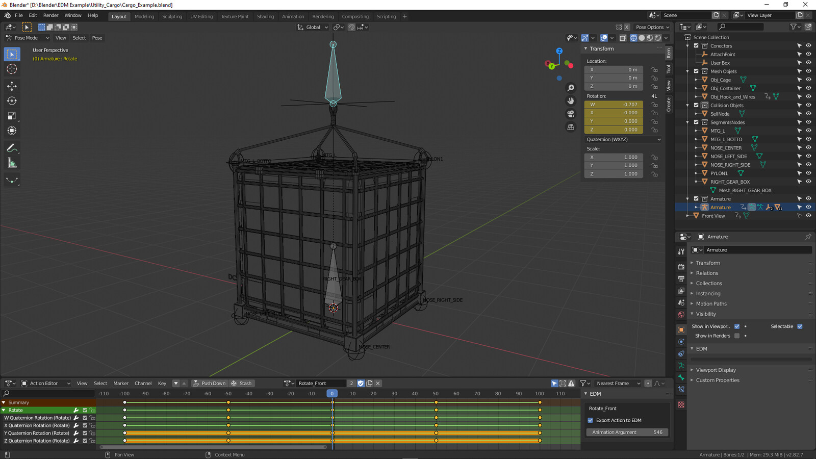Here the Cargo in Blender ready to be exported to DCS game engine.