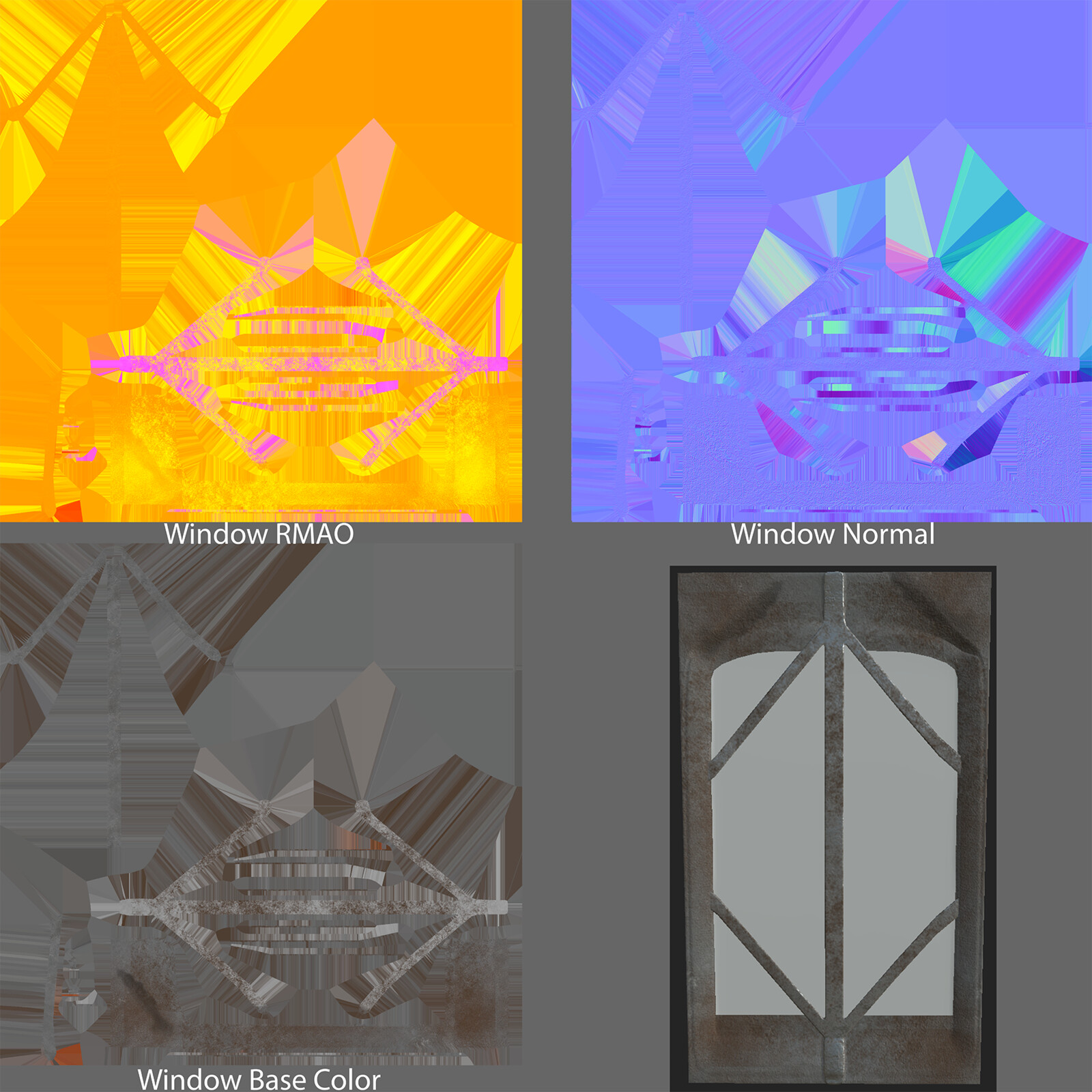 Window Frame Texture Flats (The glass was done in Unreal's material editor)
