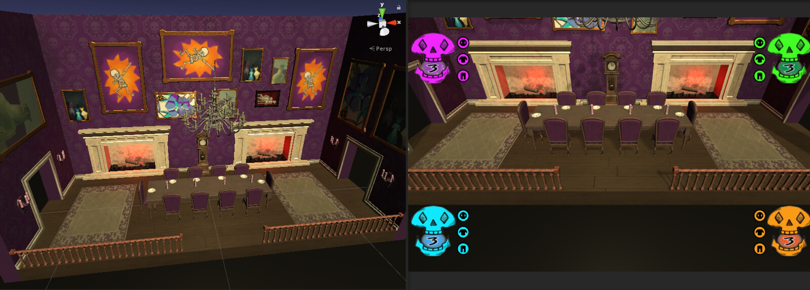 Filled the rooms walls with paintings that were either custom art for the game or callbacks to other projects