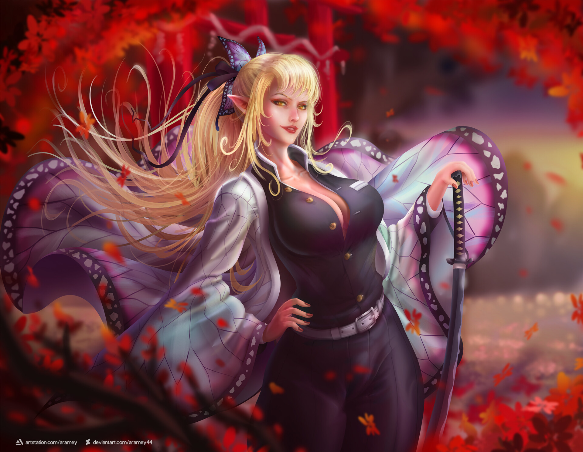 Artstation Monogatari X Demon Slayer Shinobu Crossover Aramey