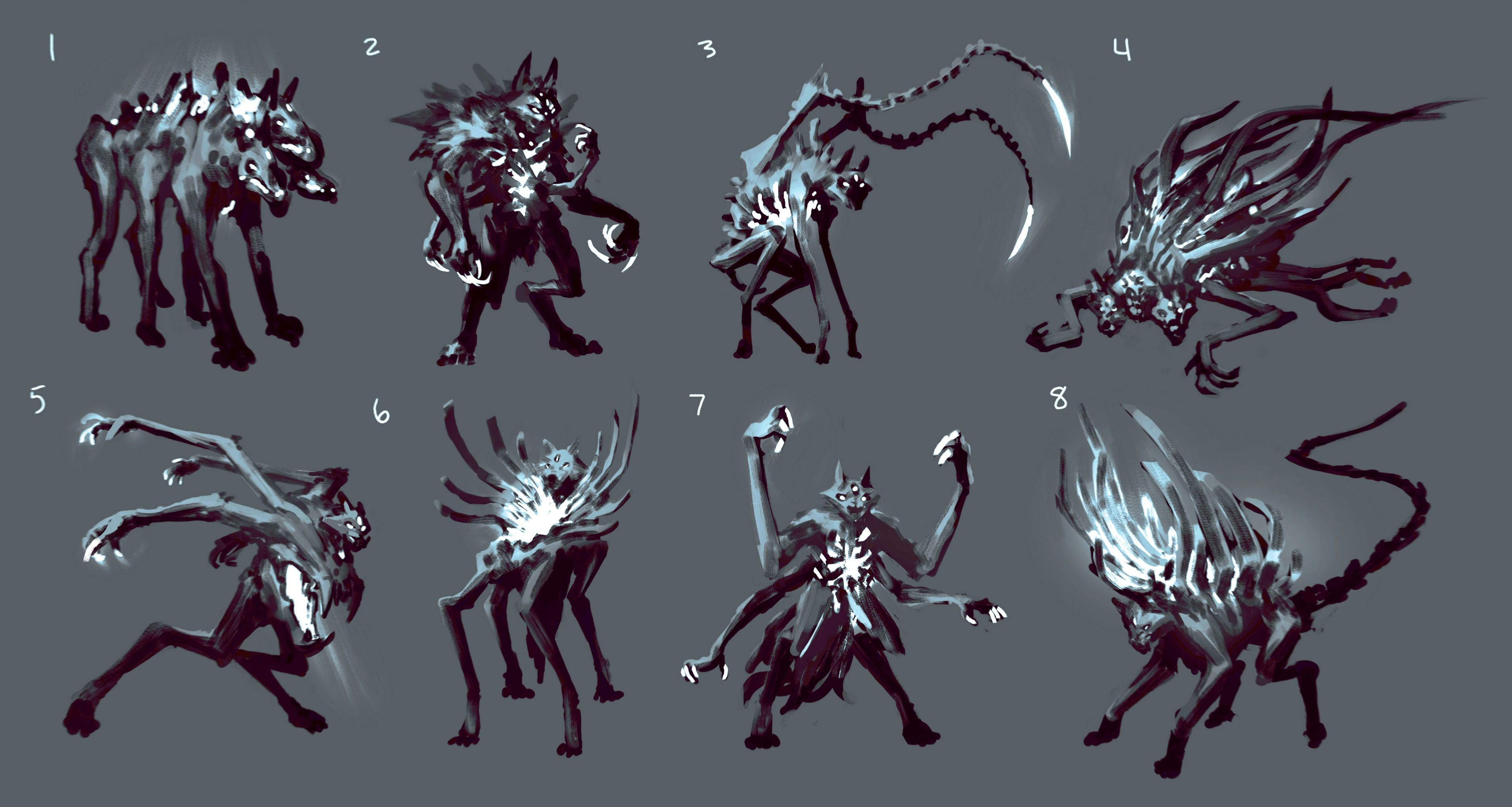 First round of sketches for a Werewolf Champion